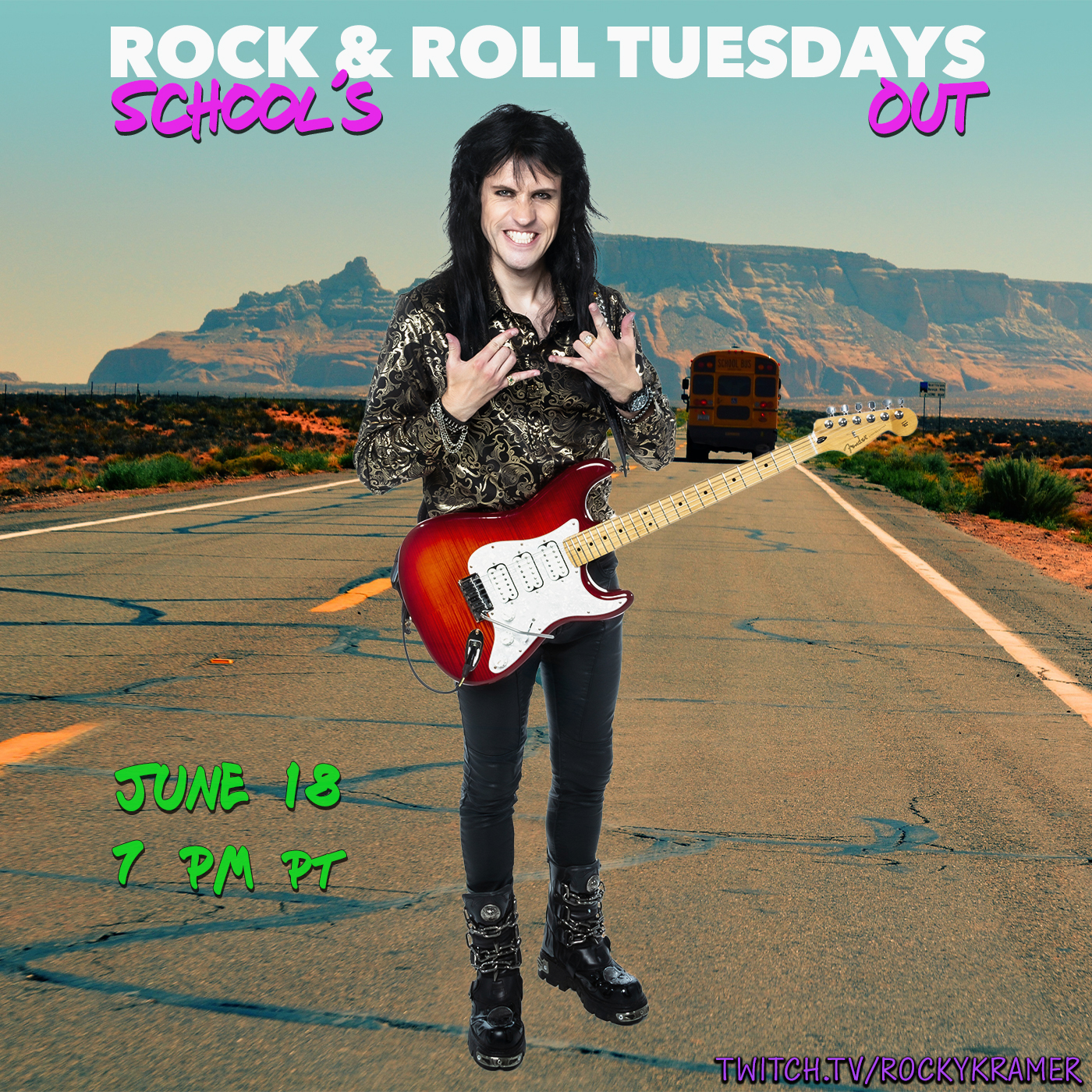 Rocky Kramer’s Rock & Roll Tuesdays Presents “School’s Out” On Tuesday June 18th, 2024, 7 PM PT on Twitch